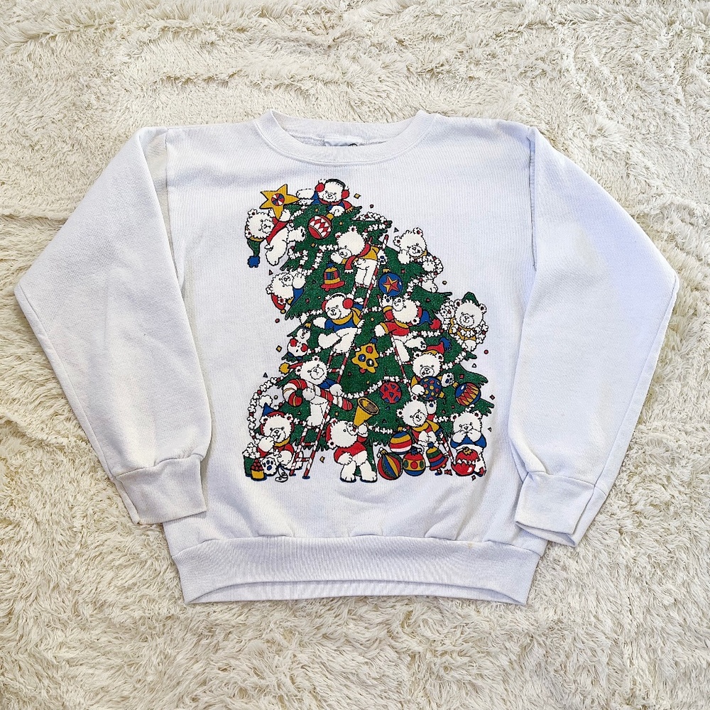 Vintage Sparkly Teddy Bear Sweatshirt Size Medium
